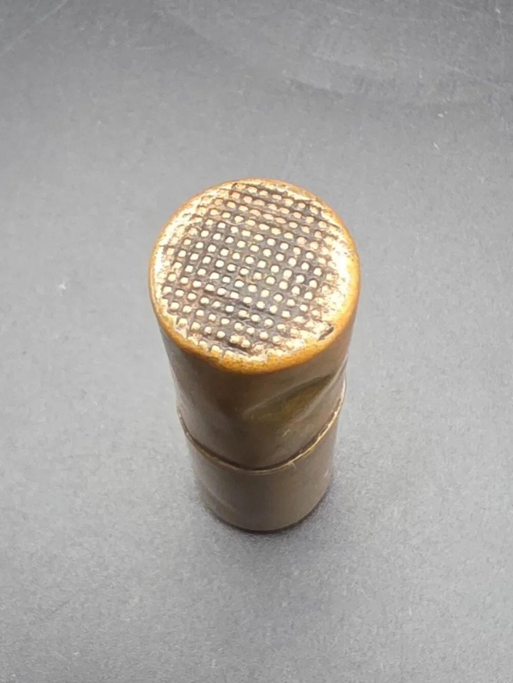 Vintage Gold Tone Metal Lipstick Tube Holder Case Floral Scroll Design